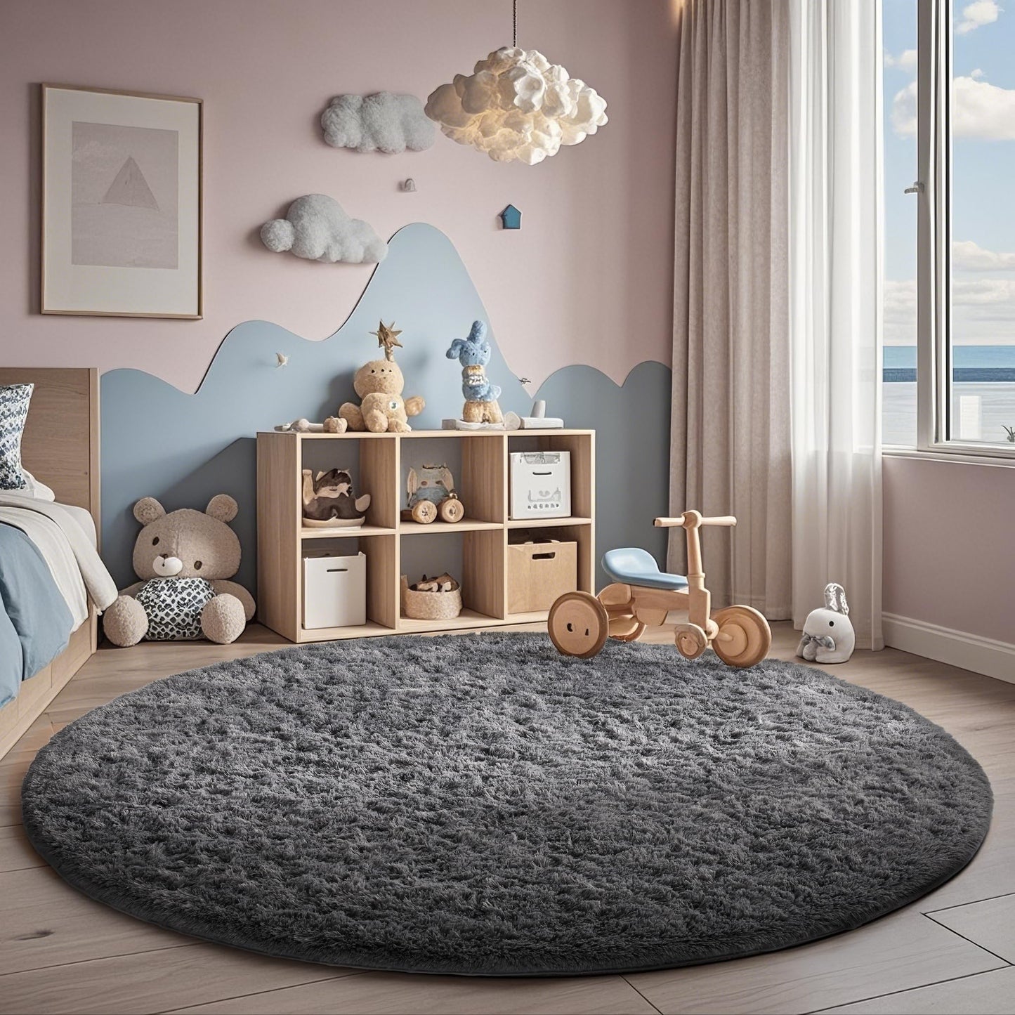 Fluffy Shag Rug – 4x6 Grey Carpet for Bedroom, Living Room, Dorm