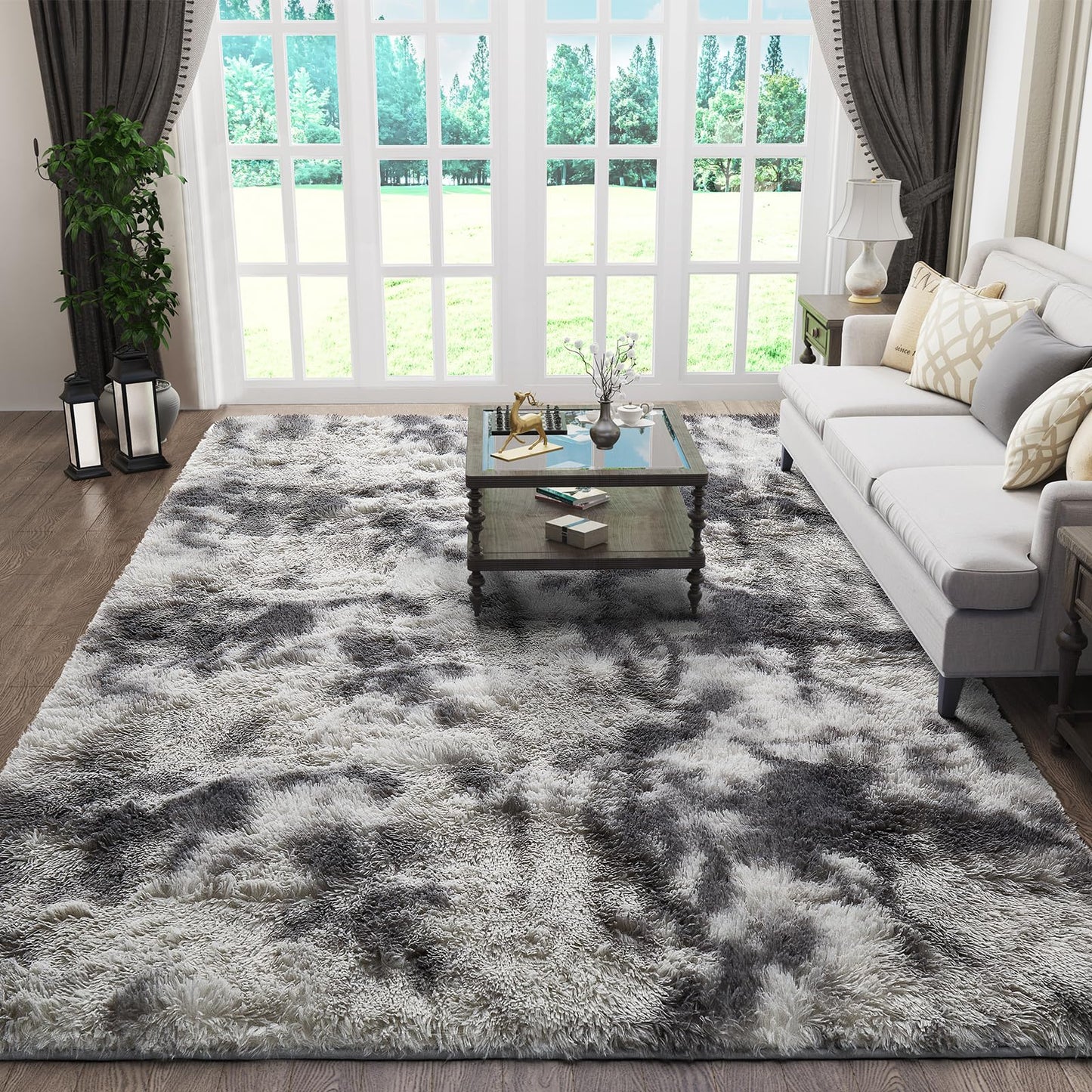 Fluffy Shag Rug – 4x6 Grey Carpet for Bedroom, Living Room, Dorm