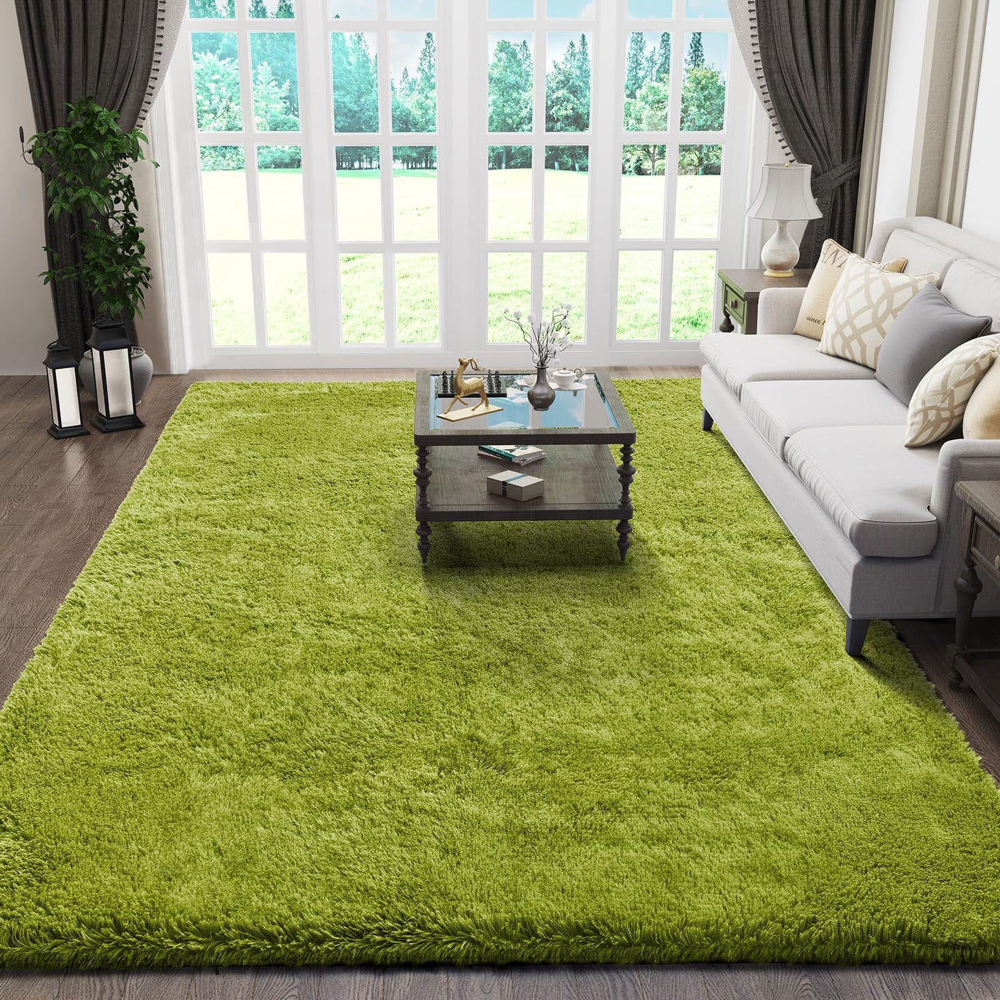 Fluffy Shag Rug – 4x6 Grey Carpet for Bedroom, Living Room, Dorm