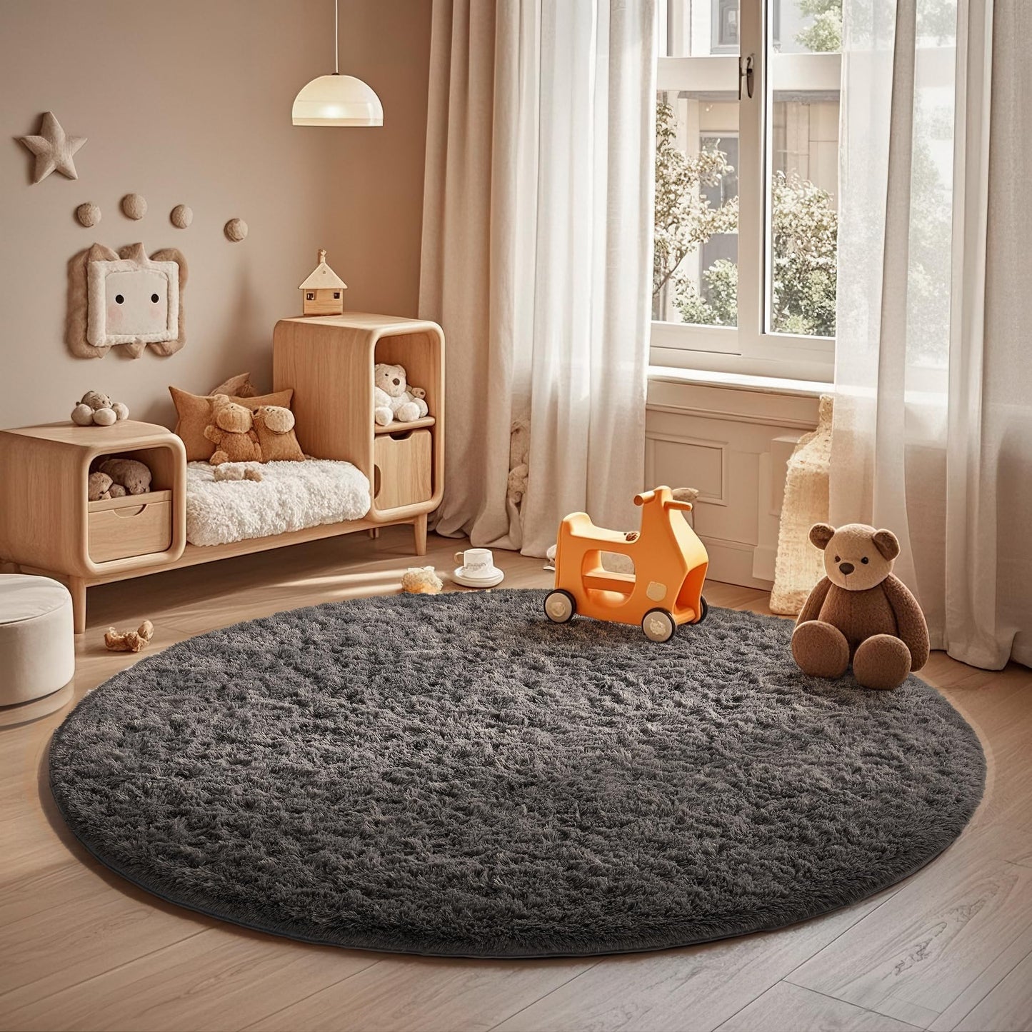 Fluffy Shag Rug – 4x6 Grey Carpet for Bedroom, Living Room, Dorm