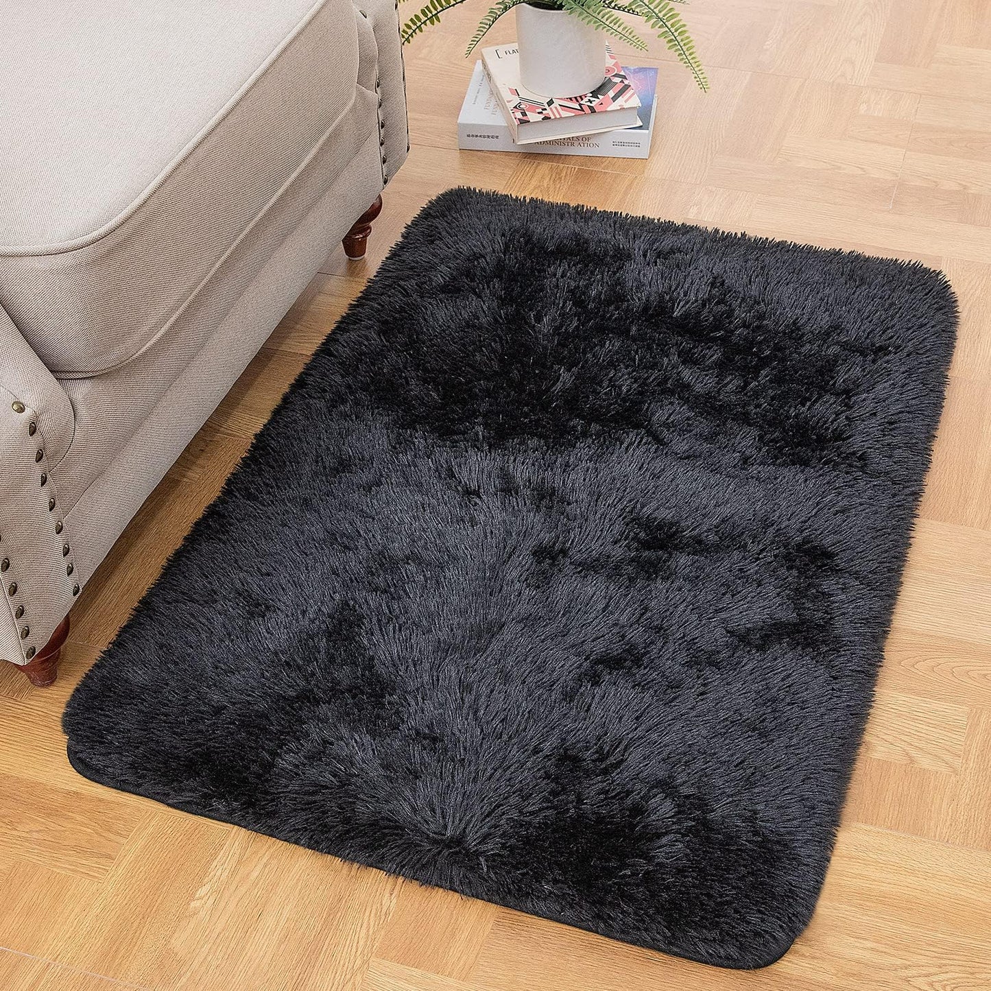 Fluffy Shag Rug – 4x6 Grey Carpet for Bedroom, Living Room, Dorm
