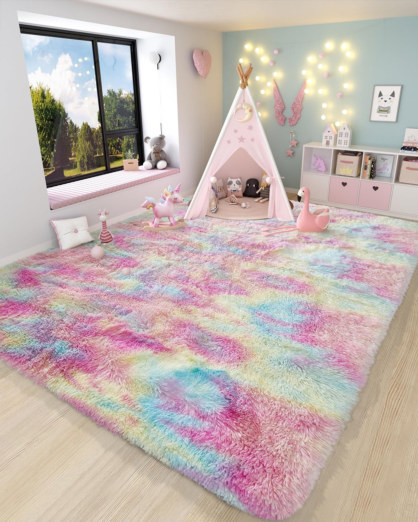Fluffy Shag Rug – 4x6 Grey Carpet for Bedroom, Living Room, Dorm
