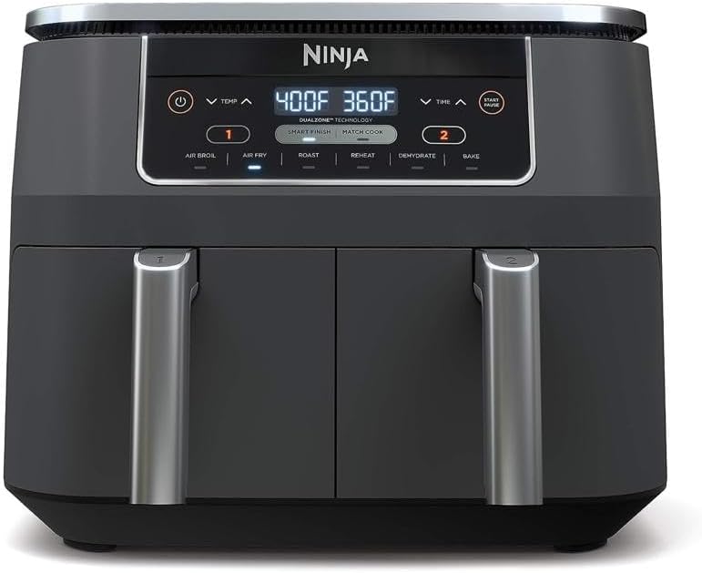 Dual Basket Air Fryer – 8QT, 6-in-1 with Smart Finish