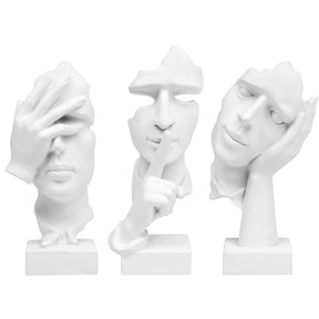 Thinker Statue Trio – “See, Hear, Speak No Evil” Abstract Set