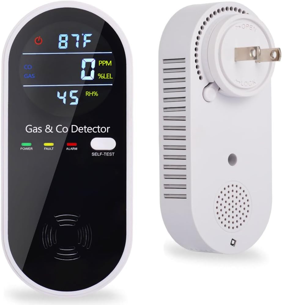 Gas & Carbon Monoxide Detector – Plug-in, 4-in-1 with Display