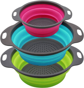 Collapsible Colander Set – 3PCS Round Silicone Strainers