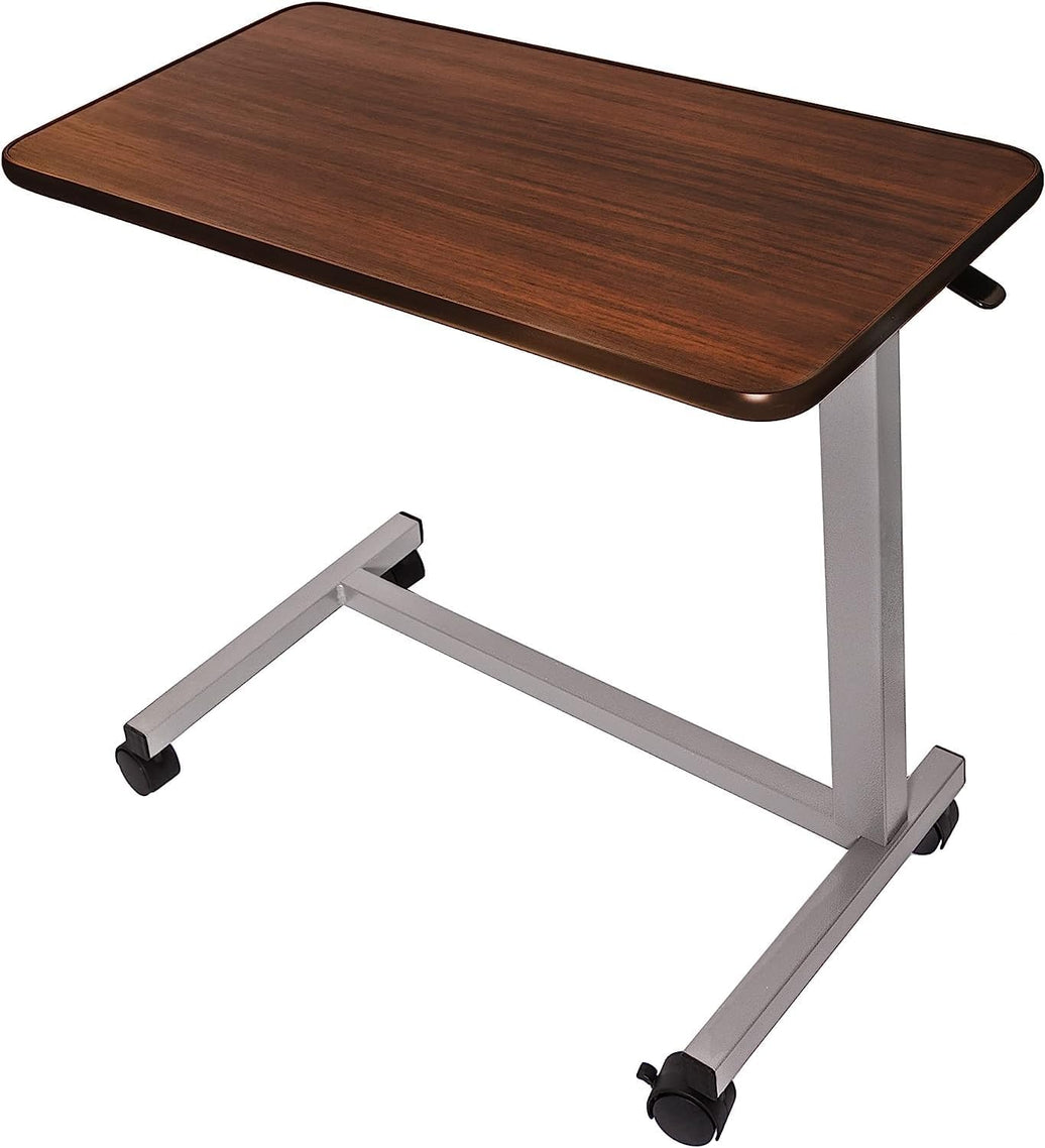 Overbed Table with Wheels – Adjustable Height, Rolling Bedside Table