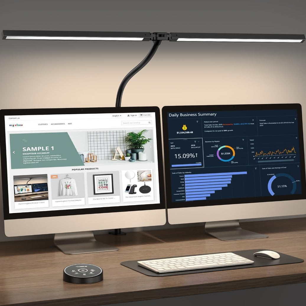 Architect Desk Lamp – Dual Monitor Light, Clamp Mount, 24W