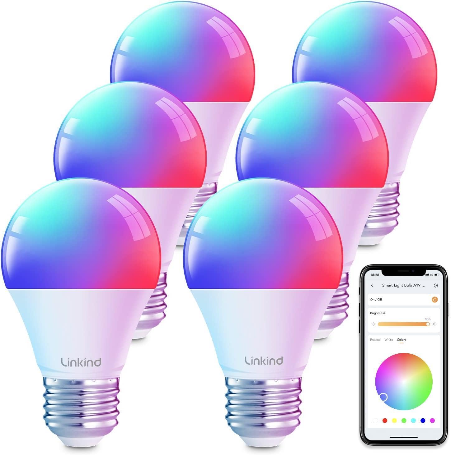 Smart LED Light Bulbs – Wi-Fi, 64 Scenes, Music Sync, 4-Pack