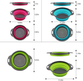 Collapsible Colander Set – 3PCS Round Silicone Strainers