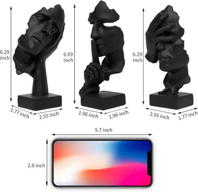 Thinker Statue Trio – “See, Hear, Speak No Evil” Abstract Set