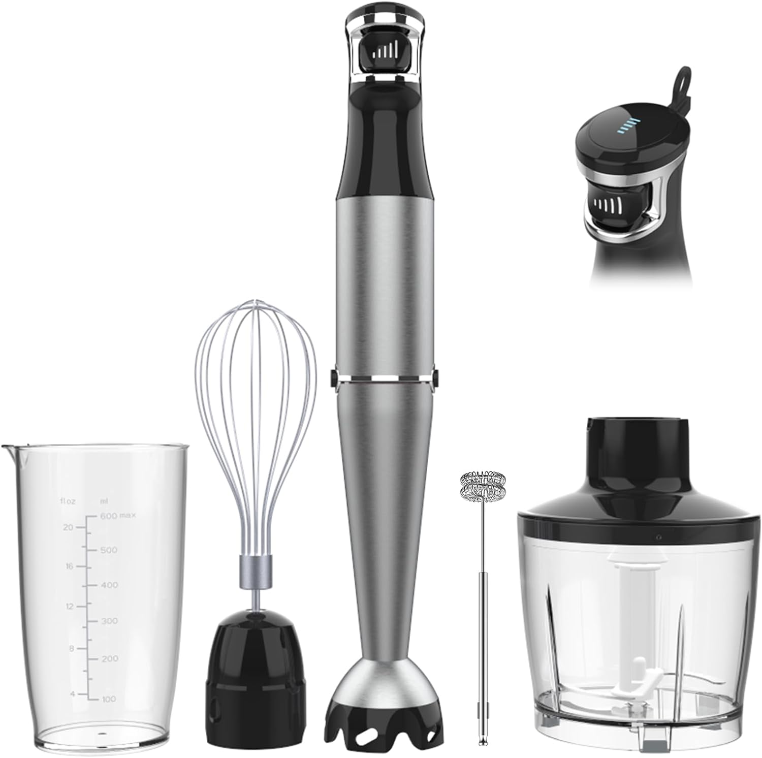 Immersion Hand Blender Set – 1100W, 5-in-1 Stick Blender with Attachments
