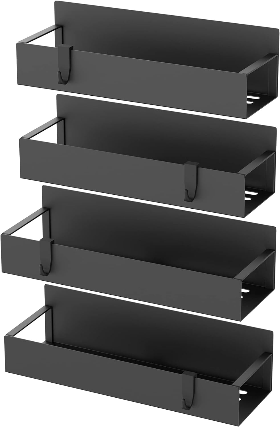 Magnetic Spice Rack – 4-Pack Fridge and Oven Organizer Set, Black