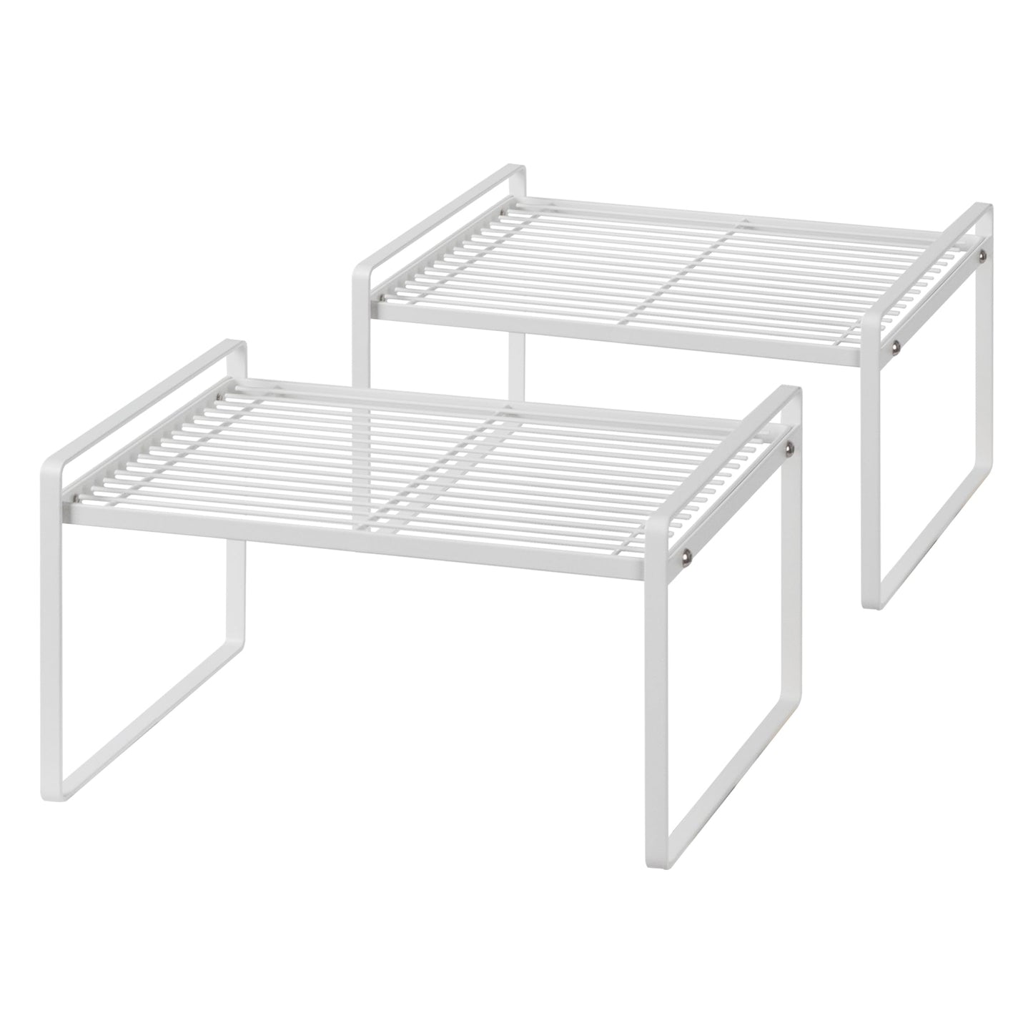 Stackable Shelf Organizers – 2-Pack Cabinet Counter Racks, White