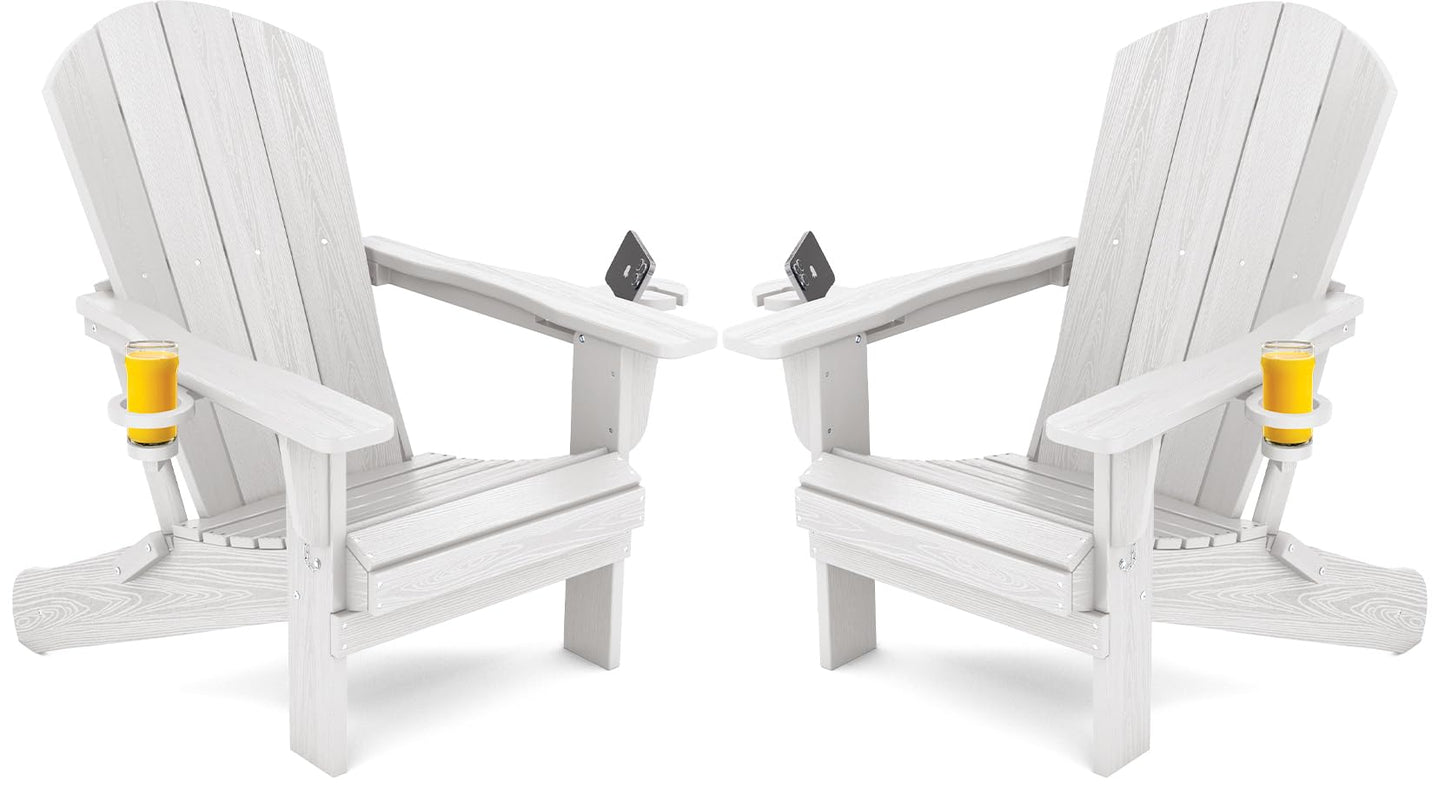 Folding Adirondack Chair – Weatherproof HDPE, Wood-Look