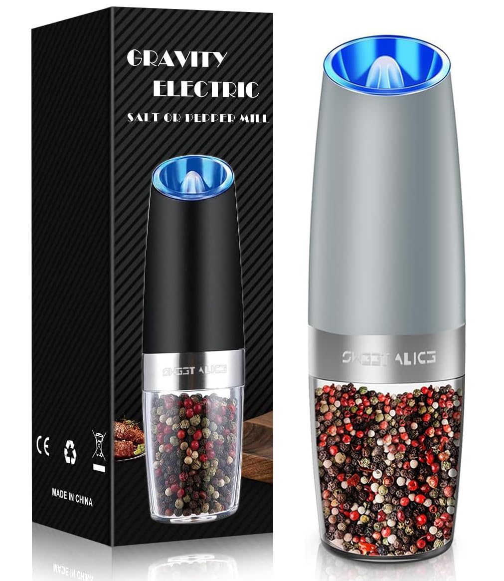 Electric Salt & Pepper Grinder Set – LED Light, Adjustable Coarseness