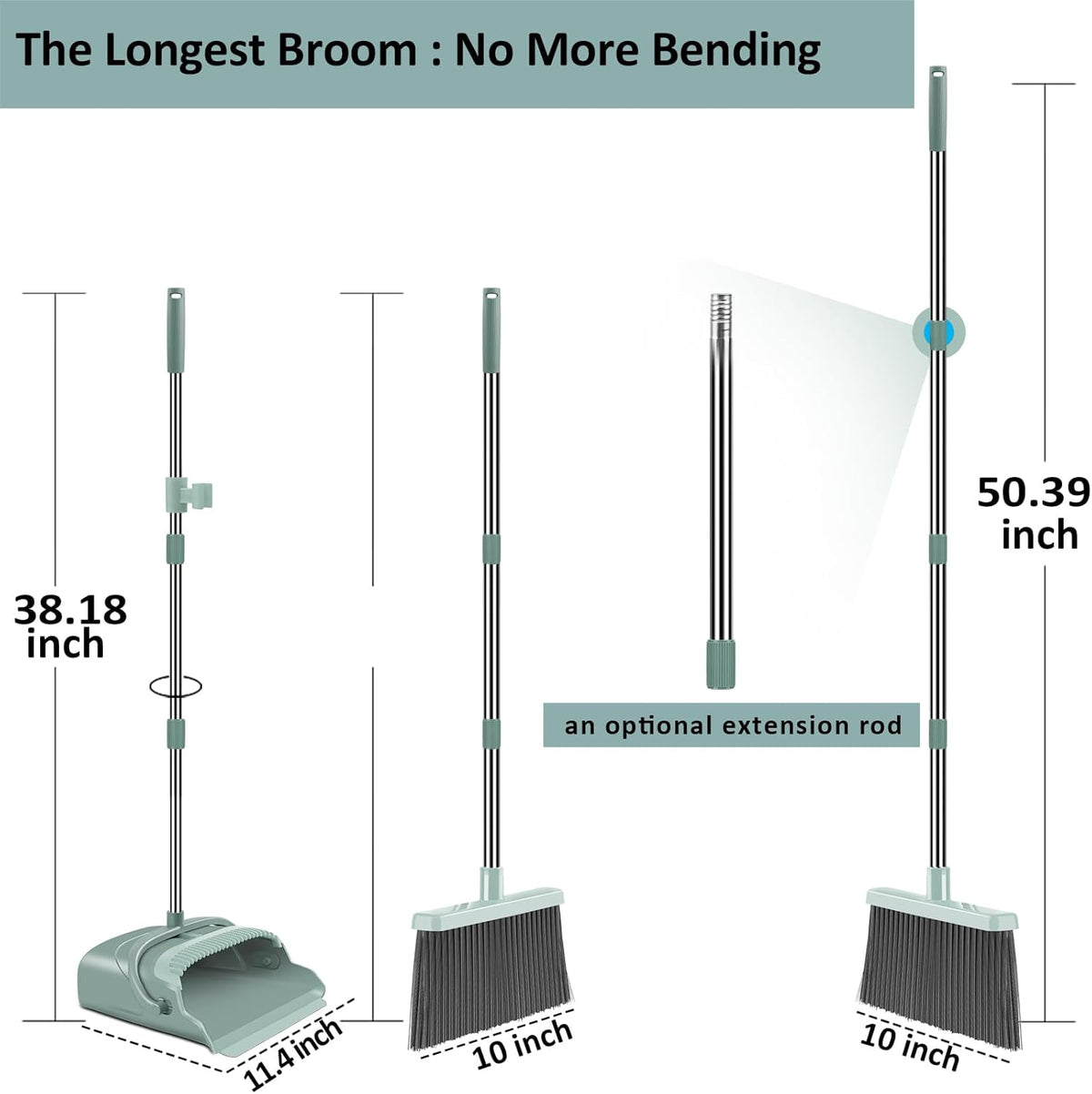 Upright Broom and Dustpan Set – Long Handle, Indoor & Outdoor Use