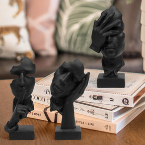 Thinker Statue Trio – “See, Hear, Speak No Evil” Abstract Set