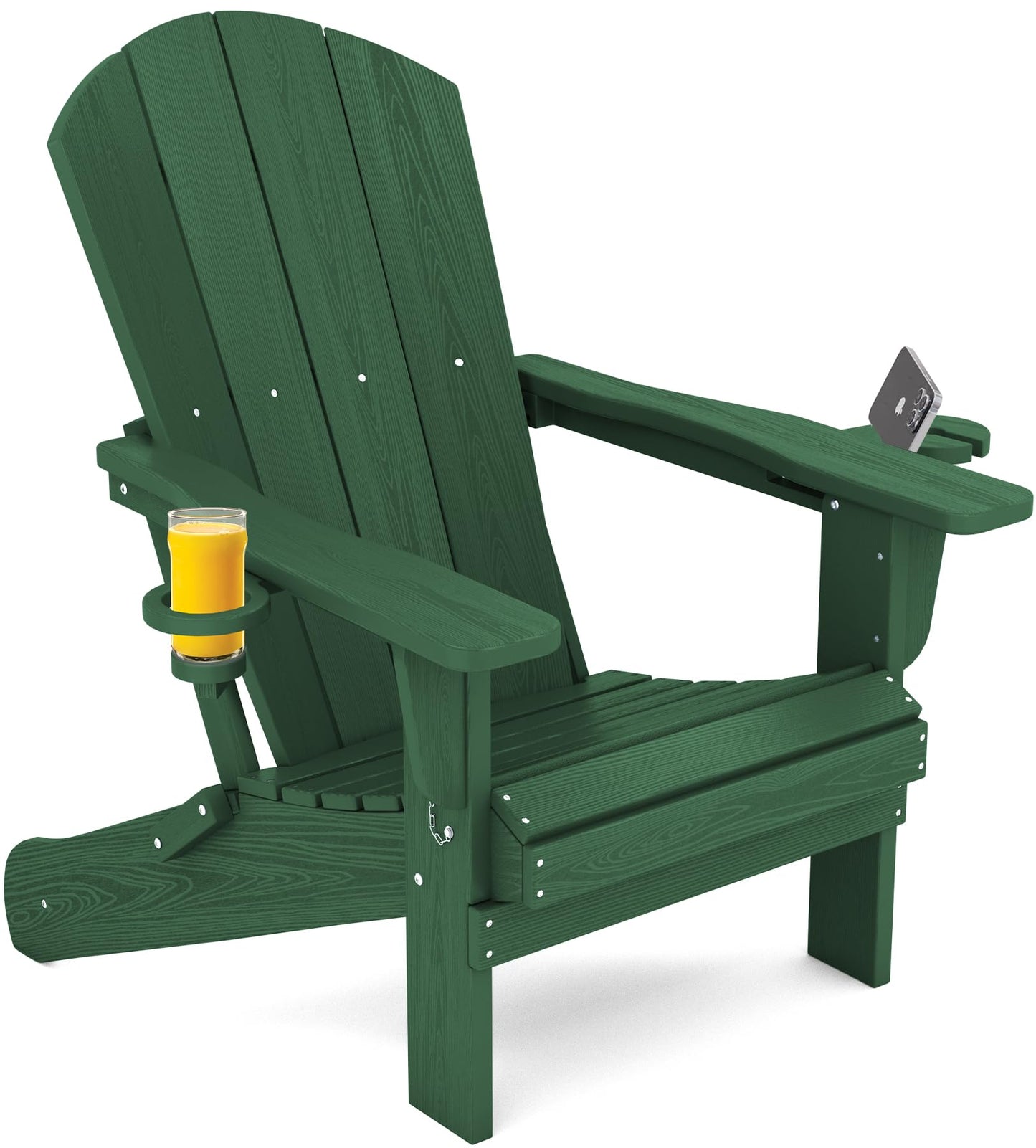 Folding Adirondack Chair – Weatherproof HDPE, Wood-Look