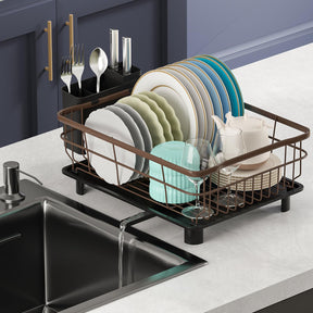 Dish Drying Rack – Drainboard, Utensil & Knife Slots, Black