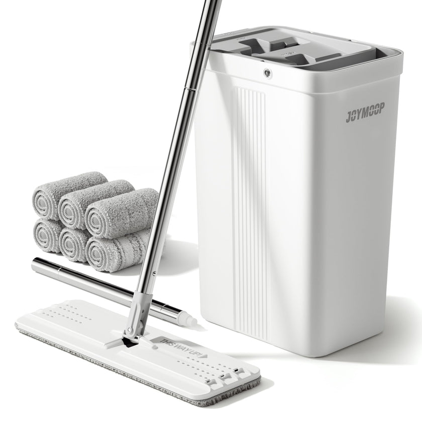 Mop and Bucket Set – Flat Squeeze, Long Handle, 4 Pads
