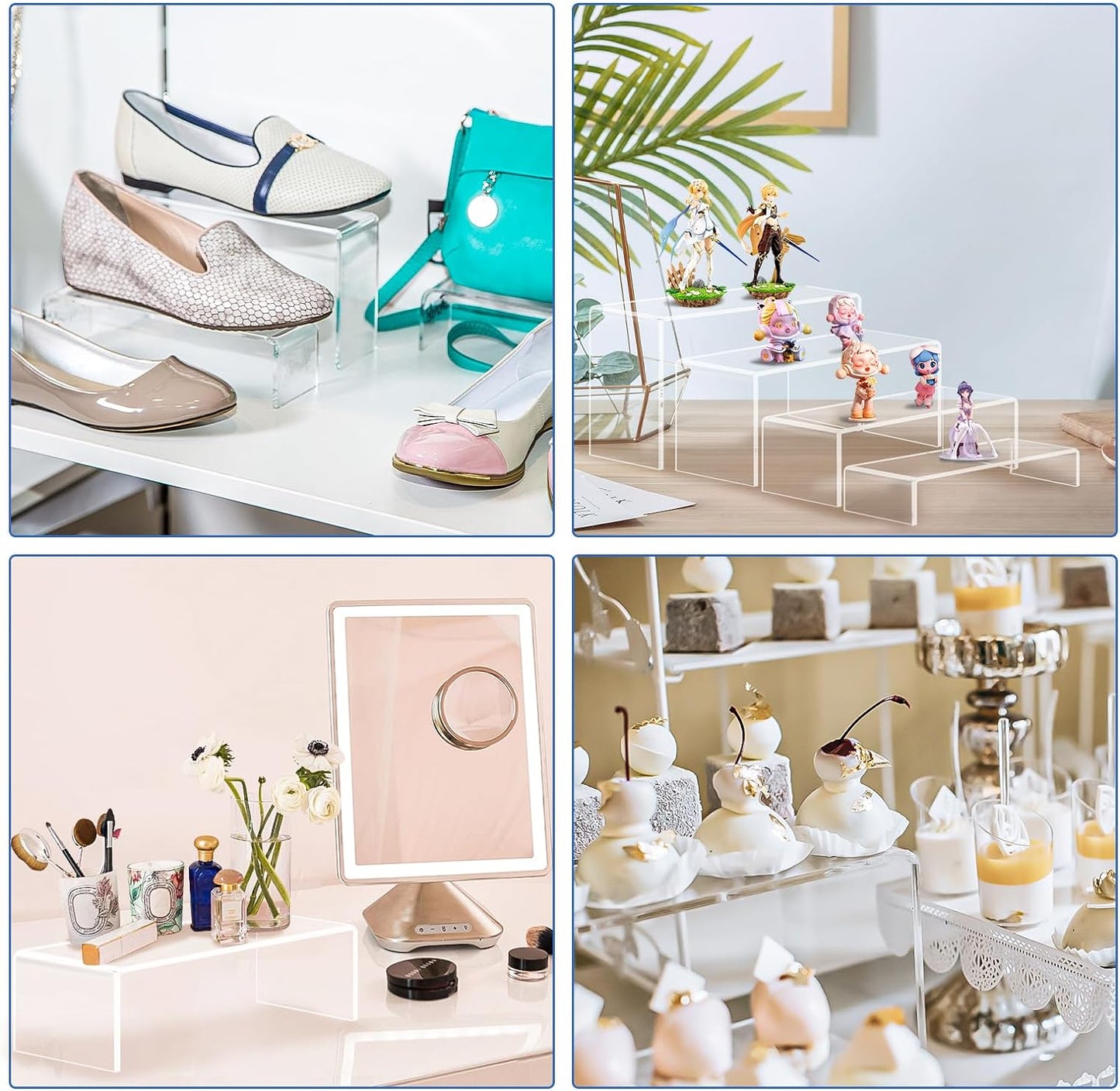 Acrylic Display Risers – 20PCS Clear Stand Set for Decor & Showcase