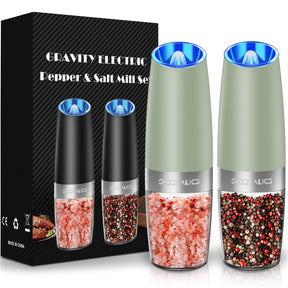 Electric Salt & Pepper Grinder Set – LED Light, Adjustable Coarseness