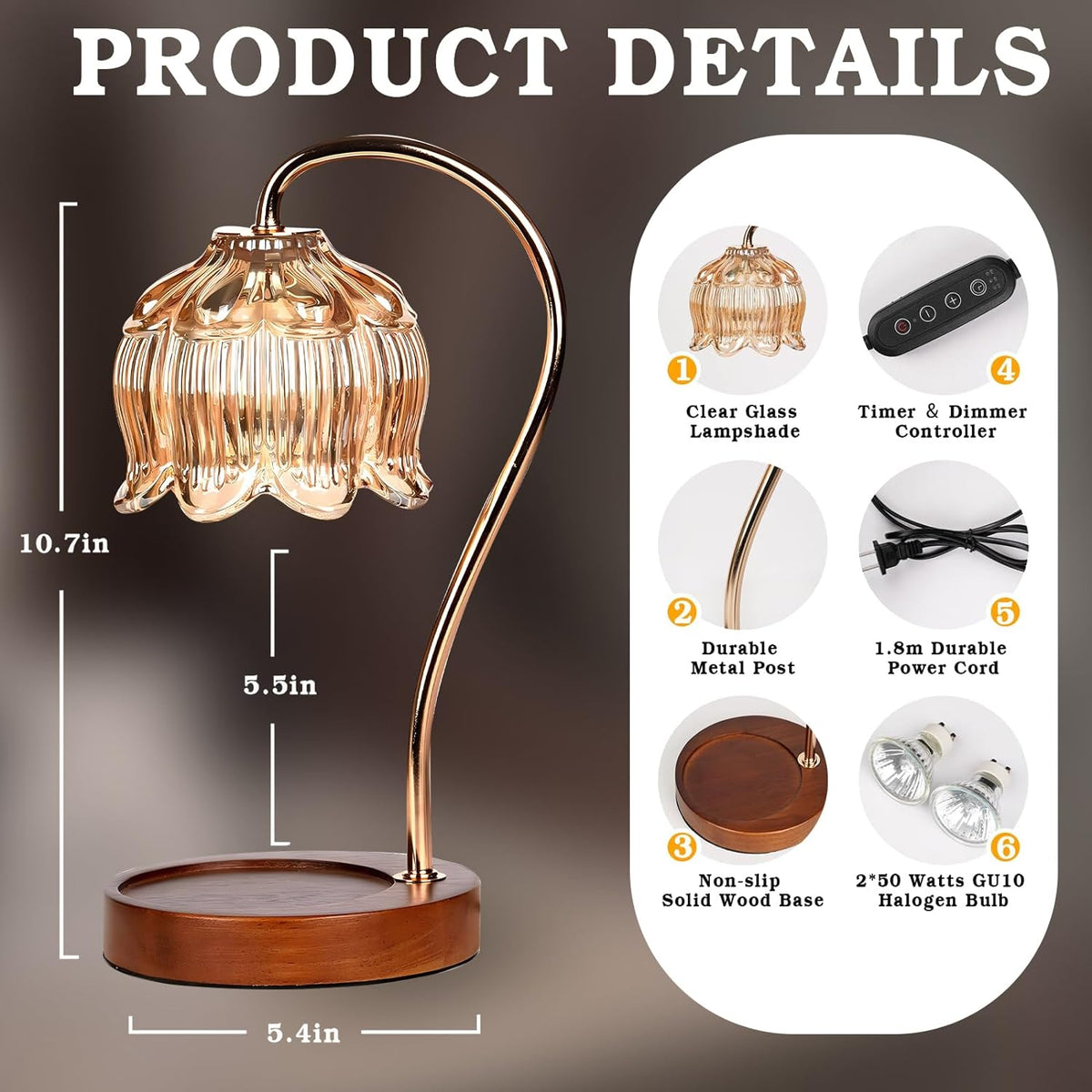 Candle Warmer with Timer – Electric Dimmer Lamp, Gift for Women
