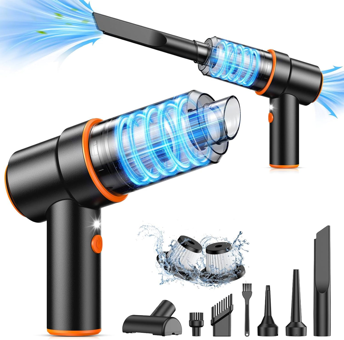 Handheld Car Vacuum – Cordless, 11000PA Suction, LED Light