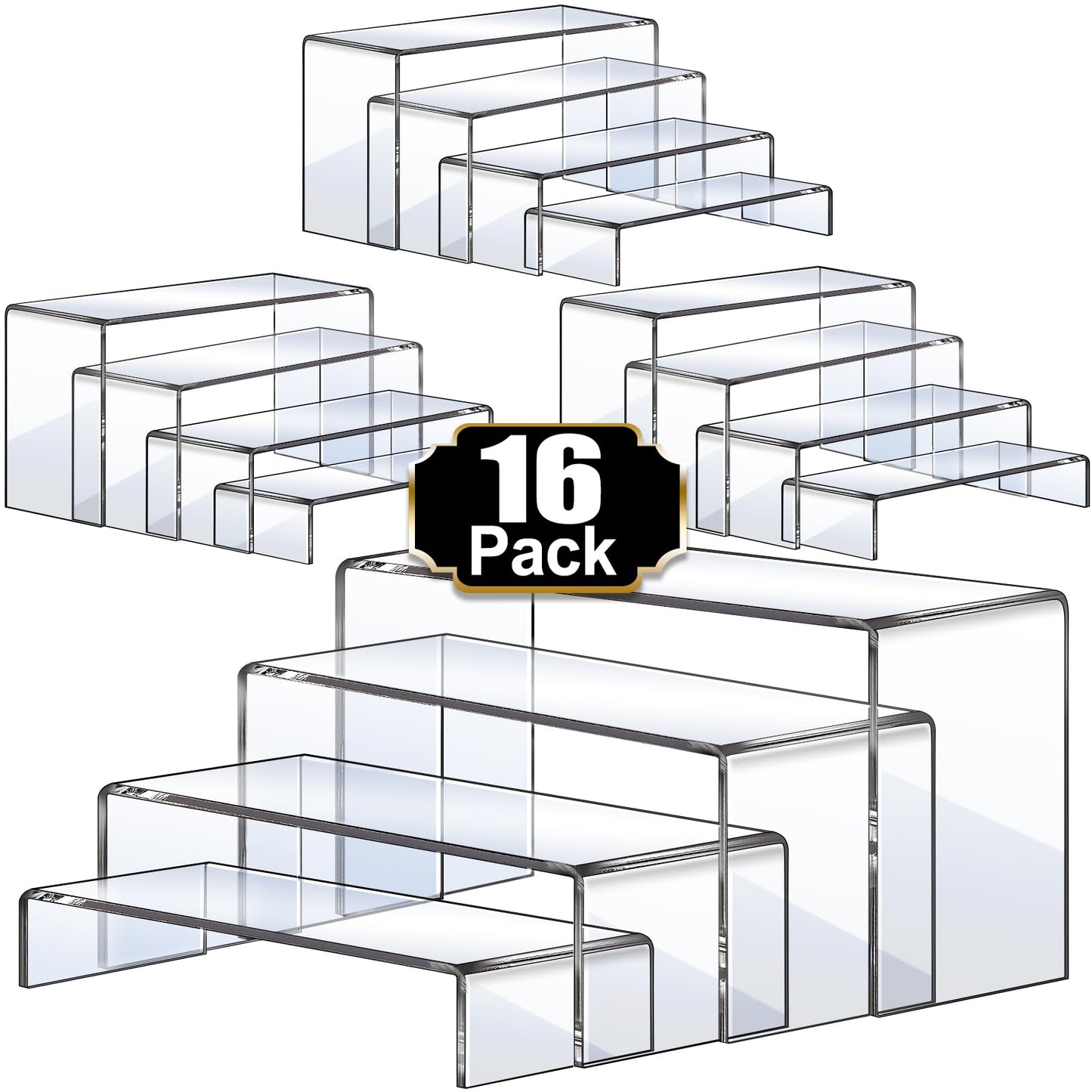 Acrylic Display Risers – 20PCS Clear Stand Set for Decor & Showcase
