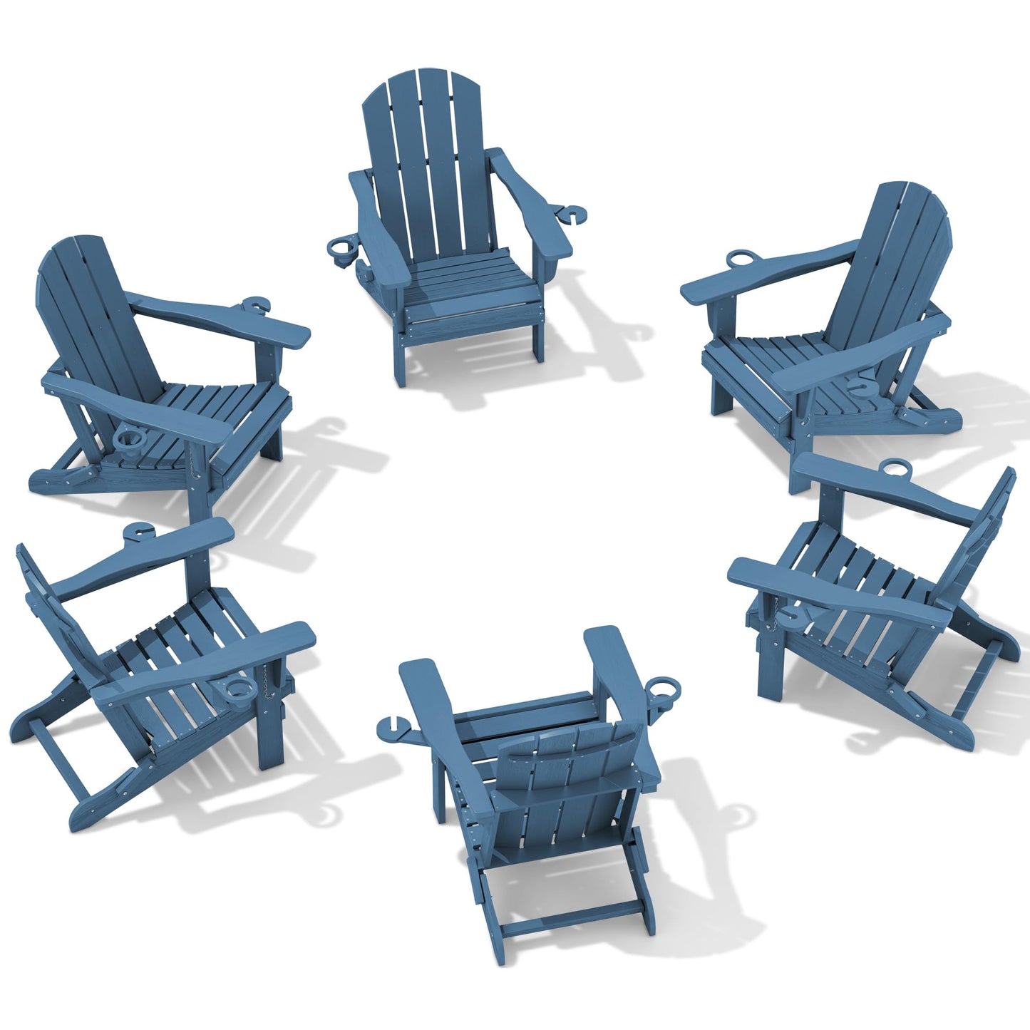 Folding Adirondack Chair – Weatherproof HDPE, Wood-Look
