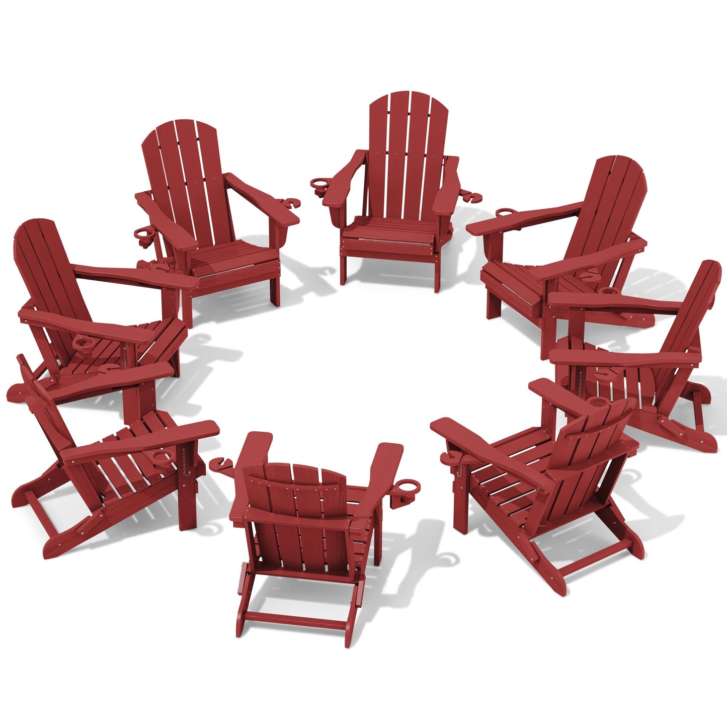 Folding Adirondack Chair – Weatherproof HDPE, Wood-Look