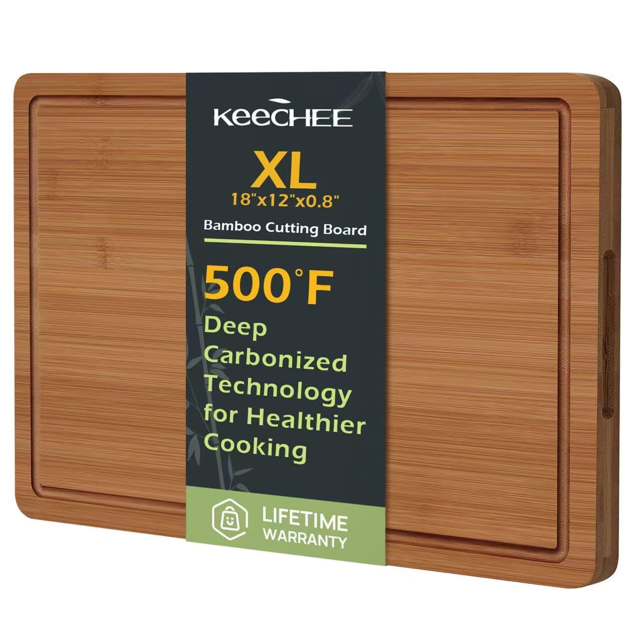 Bamboo Cutting Board – Juice Grooves & Handles, Multipurpose