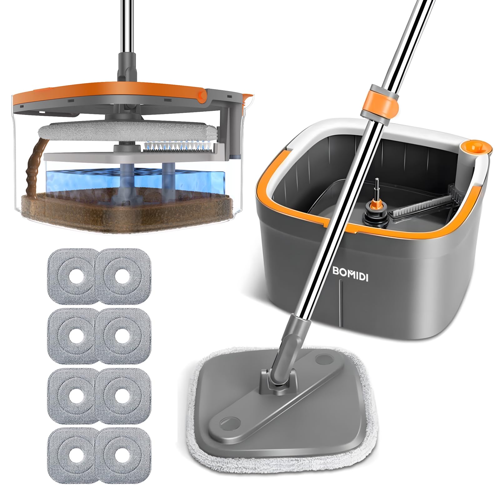 Spin Mop System – Dual Bucket with Washable Microfiber Pads