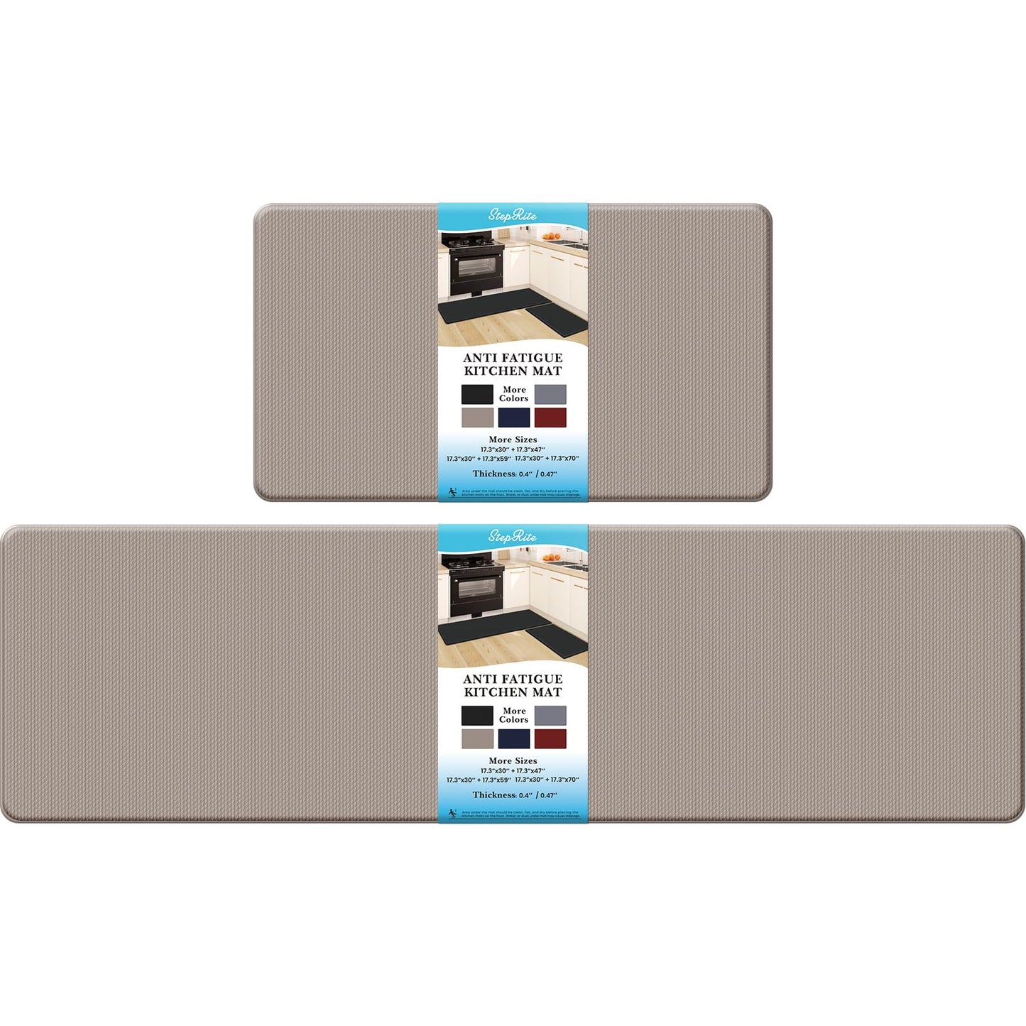 Kitchen Mats – 2PCS Anti-Fatigue Cushioned Rugs for Floor, Black