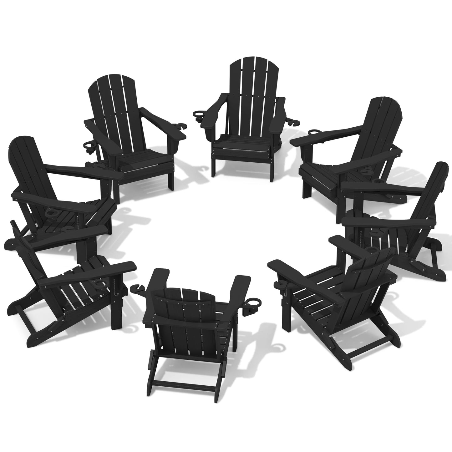 Folding Adirondack Chair – Weatherproof HDPE, Wood-Look