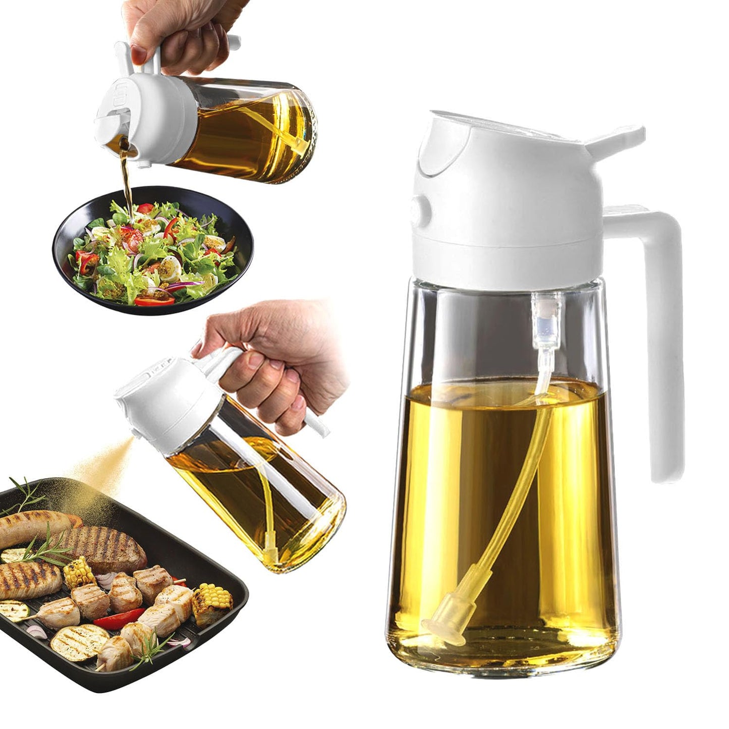 Olive Oil Sprayer – 2-in-1 Cooking Dispenser for Air Fryer, Salad, BBQ