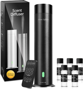 Waterless Scent Diffuser Kit – Covers 800 Sq Ft, Remote, 5 Oils Included