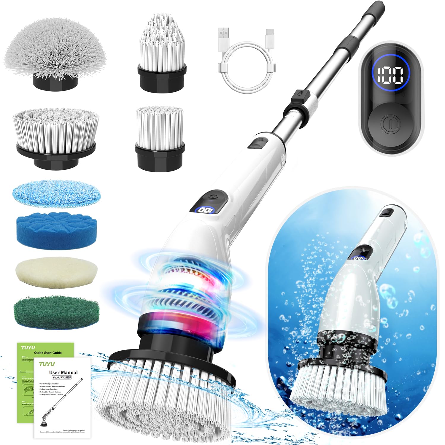 Electric Spin Scrubber – Waterproof Bathroom & Kitchen Cleaning Brush