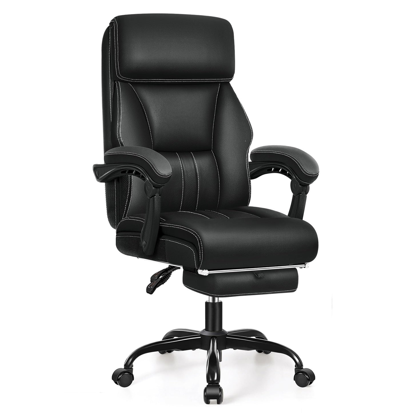 Executive Office Chair – Leather, Flip-Up Arms, Swivel, Brown