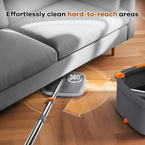 Spin Mop System – Dual Bucket with Washable Microfiber Pads