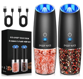 Electric Salt & Pepper Grinder Set – LED Light, Adjustable Coarseness