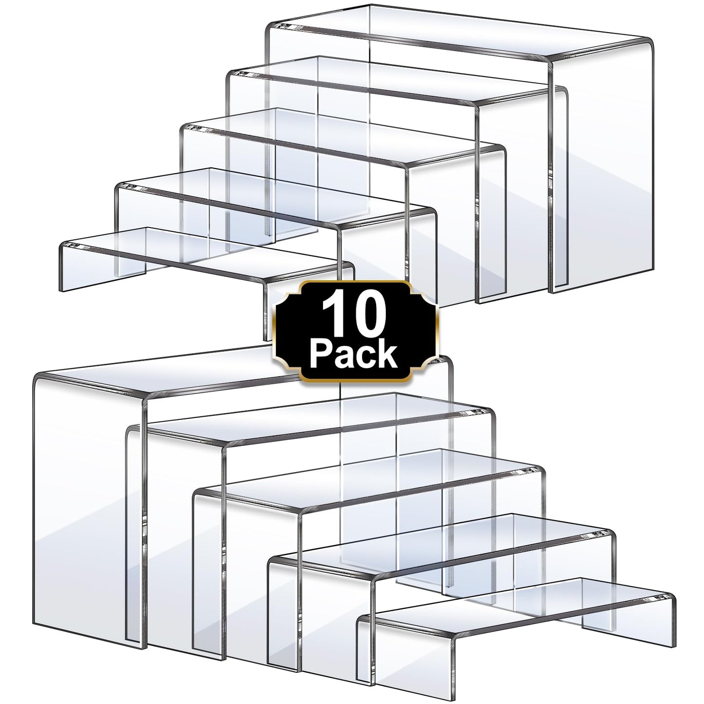 Acrylic Display Risers – 20PCS Clear Stand Set for Decor & Showcase