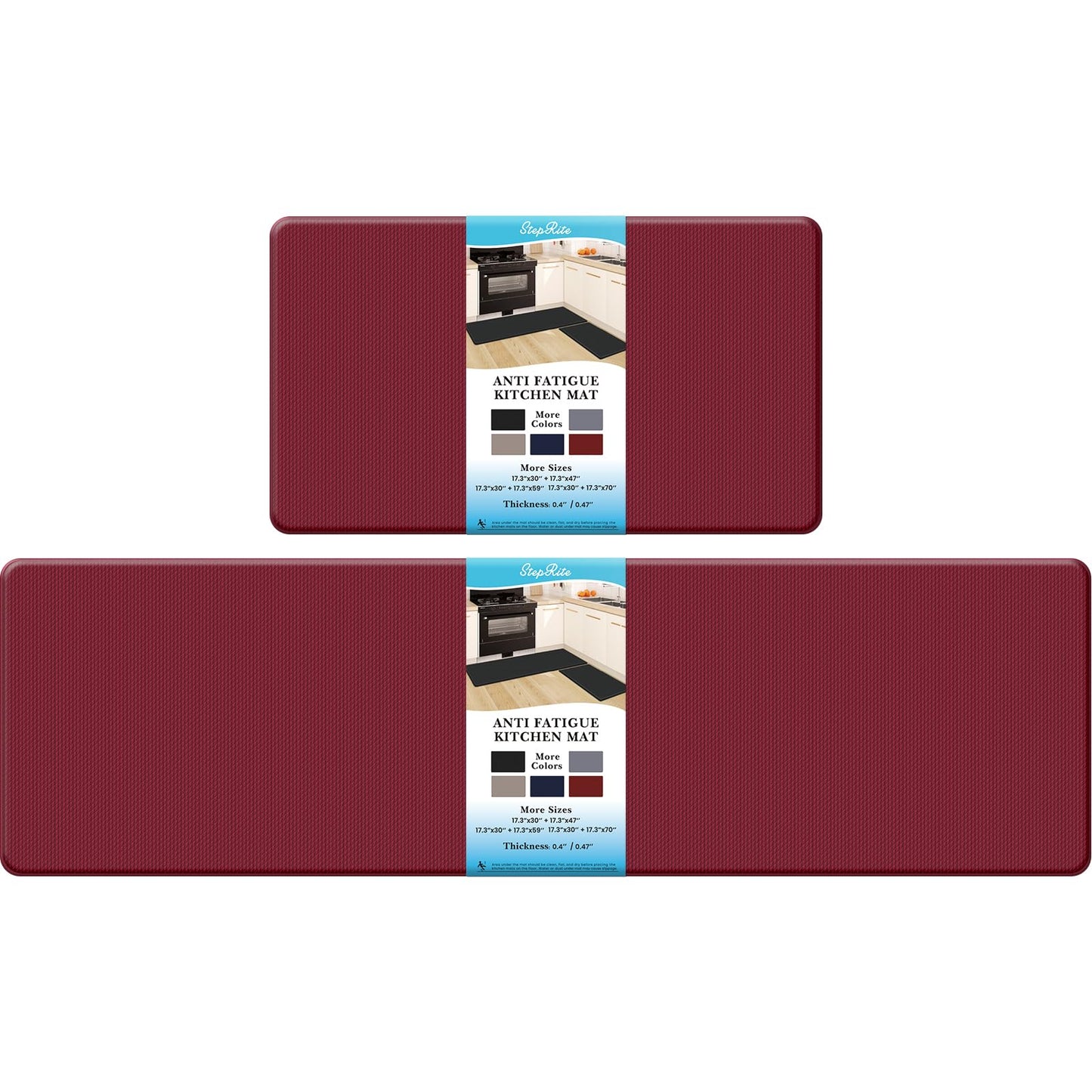 Kitchen Mats – 2PCS Anti-Fatigue Cushioned Rugs for Floor, Black