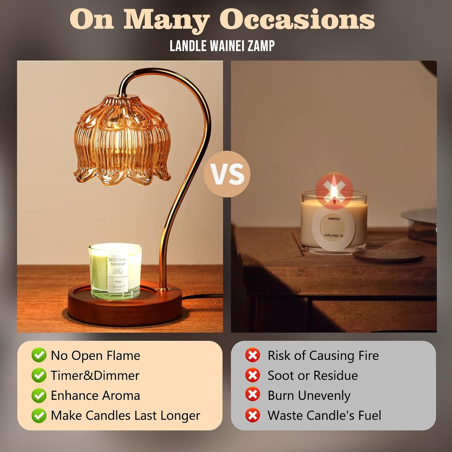 Candle Warmer with Timer – Electric Dimmer Lamp, Gift for Women