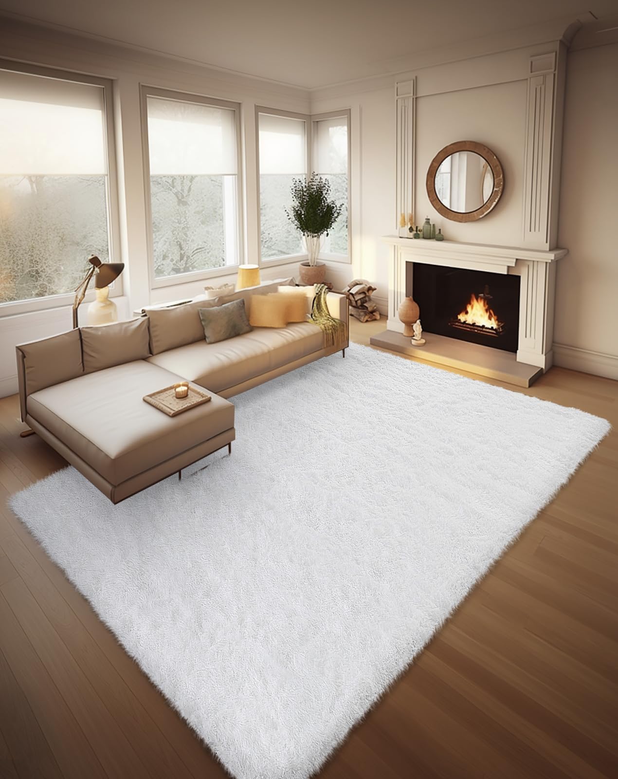 Fluffy Shag Rug – 4x6 Grey Carpet for Bedroom, Living Room, Dorm