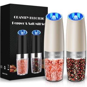 Electric Salt & Pepper Grinder Set – LED Light, Adjustable Coarseness