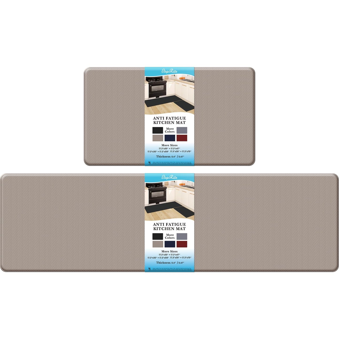 Kitchen Mats – 2PCS Anti-Fatigue Cushioned Rugs for Floor, Black