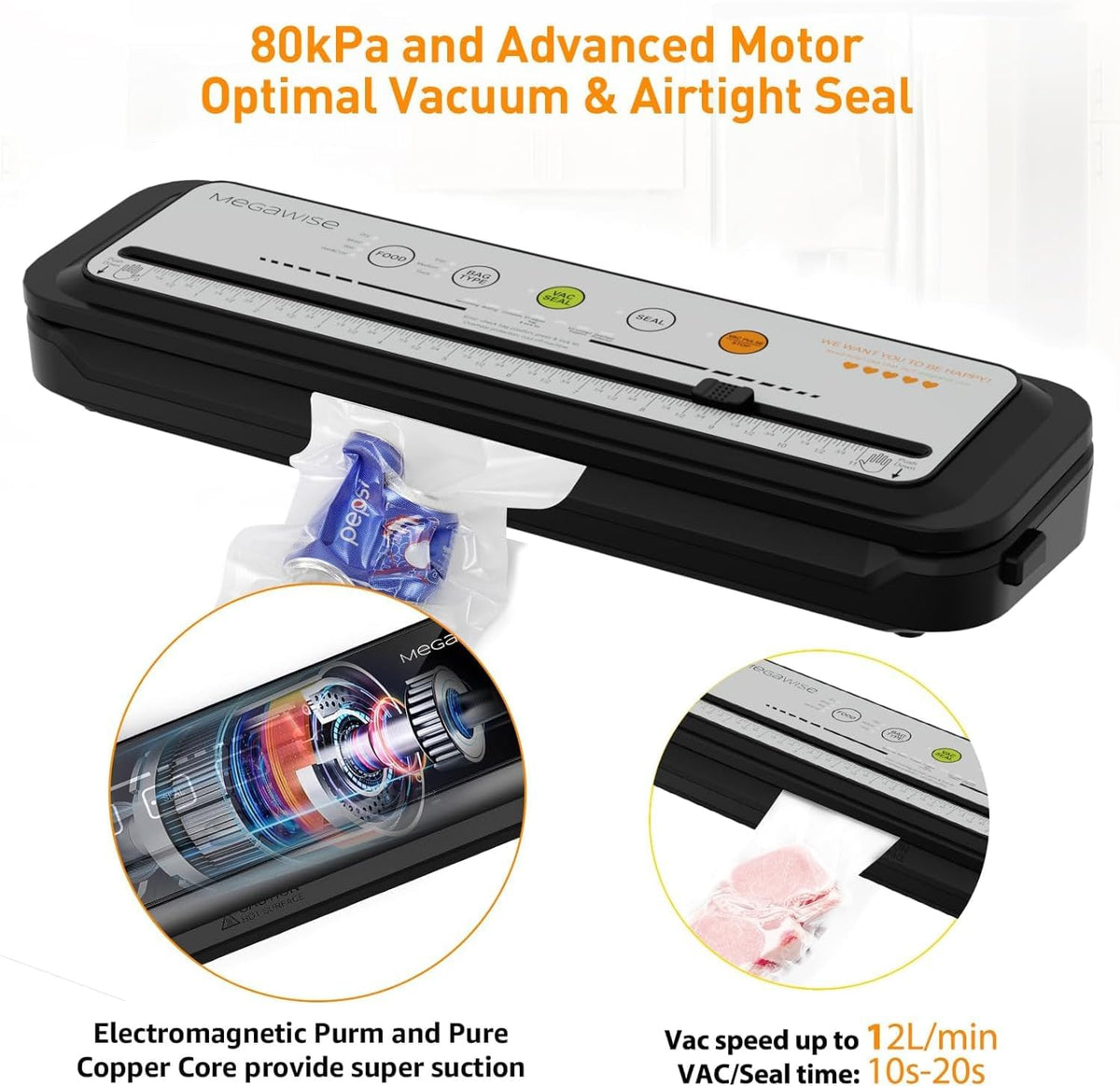 Vacuum Sealer Machine – One-Touch, 10 Bags, Compact Design