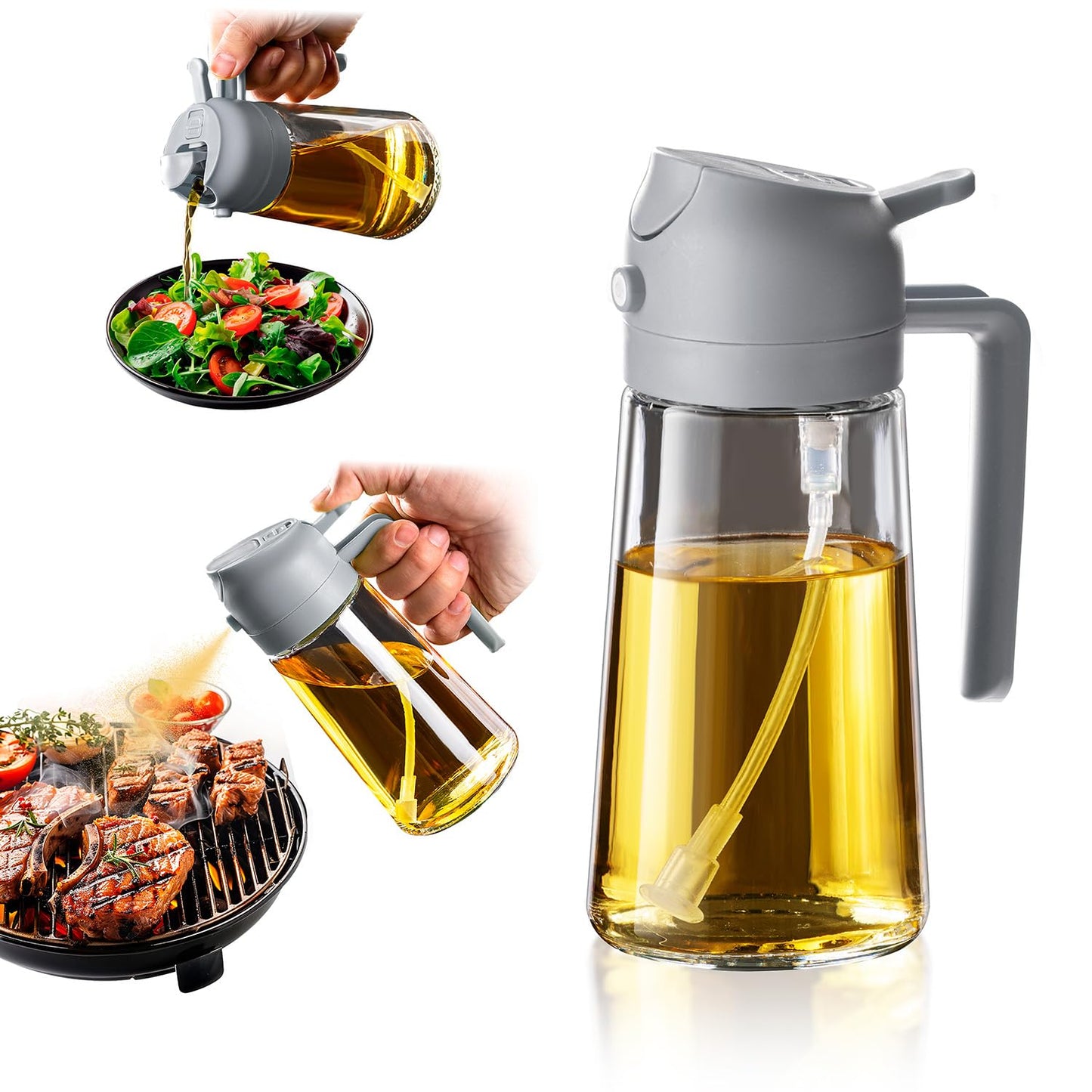 Olive Oil Sprayer – 2-in-1 Cooking Dispenser for Air Fryer, Salad, BBQ